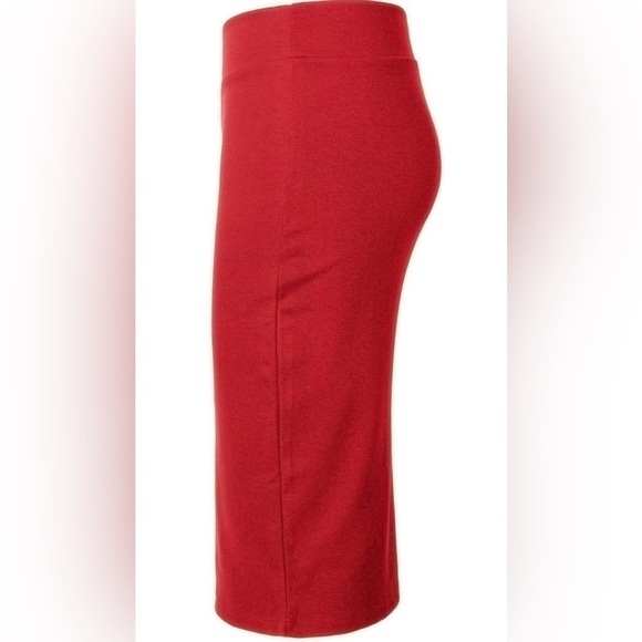 Urban CoCo Women's Elastic Waist Stretch Bodycon Midi Pencil Skirt - RED Large - Picture 3 of 7
